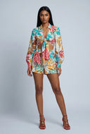 Makenzie Leaf Print High Waist Shorts