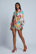 Makenzie Leaf Print High Waist Shorts
