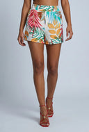 Makenzie Leaf Print High Waist Shorts
