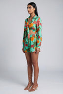 Makenzie Leaf Print High Waist Shorts