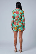 Makenzie Leaf Print High Waist Shorts