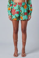 Makenzie Leaf Print High Waist Shorts