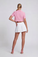 Arely Gauze Knit Button Cropped Shirt