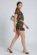 Annie Camo Ruffled Shorts