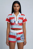 American Football Lace Up Polo Shirt