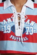 American Football Lace Up Polo Shirt