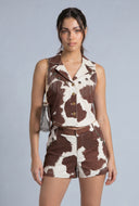 Carmen Cow Print Crop Vest