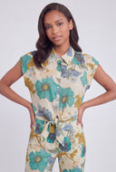 Bailee Botanical Tie-Front Linen Shirt