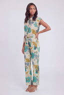 Bailee Botanical Tie-Front Linen Shirt