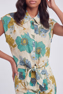 Bailee Botanical Tie-Front Linen Shirt