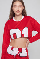 Number Graphic Cropped Mesh Jersey