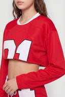 Number Graphic Cropped Mesh Jersey