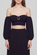 Zainab Crop Peasant Off The Shoulder Top