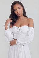 Zainab Crop Peasant Off The Shoulder Top