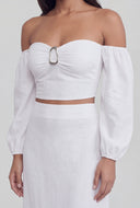 Zainab Crop Peasant Off The Shoulder Top