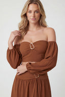 Zainab Crop Peasant Off The Shoulder Top