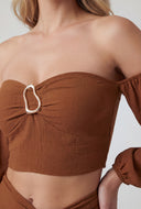 Zainab Crop Peasant Off The Shoulder Top
