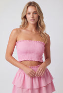 Saige Smocked Ruffled Tube Top