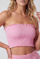Saige Smocked Ruffled Tube Top