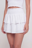Saige Smocked Tiered Mini Skirt