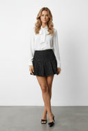 Sequin Tweed Pleated Mini Skirt