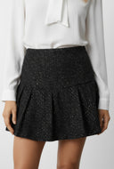 Sequin Tweed Pleated Mini Skirt