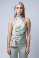 Satin One Shoulder Scarf Top
