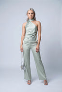 Satin One Shoulder Scarf Top