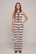 Gracie Striped Textured Crop Halter Top