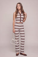 Gracie Striped Textured Crop Halter Top