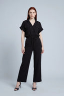 Button Front Drawstring Gauze Knit Blouse