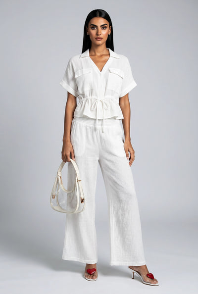Smocked Waist Gauze Knit Pants