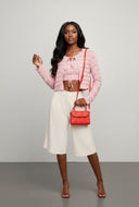 Renata Textured Crop Top and Tie Front Cardigan