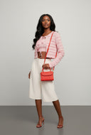 Renata Textured Crop Top and Tie Front Cardigan