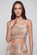 Tie Dye Fringe Slashed Tube Top