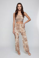 Tie Dye Fringe Slashed Tube Top