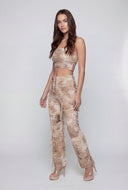 Tie Dye Fringe Slashed Tube Top