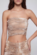 Tie Dye Fringe Slashed Tube Top