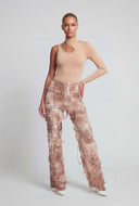 Tie Dye Fringe Sheer Pants