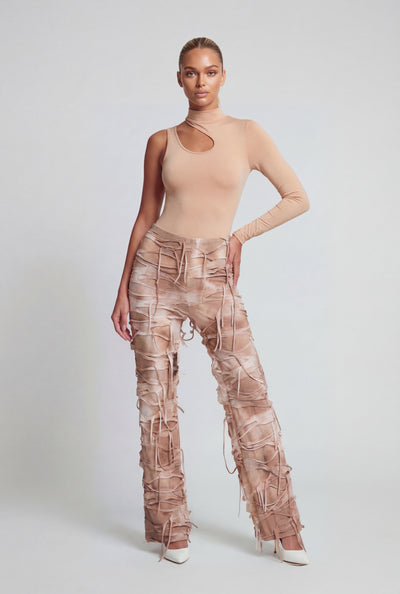 Tie Dye Fringe Sheer Pants