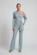 Textured Bow One-Shoulder Asymmetrical Top