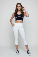 Contrast Piping Compression Rib Crop Top
