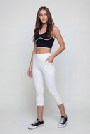 Contrast Piping Compression Rib Crop Top