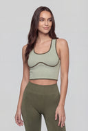 Contrast Piping Compression Rib Crop Top