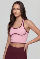 Contrast Piping Compression Rib Crop Top