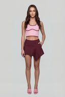 Contrast Piping Compression Rib Crop Top