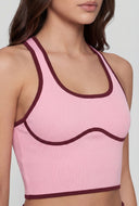 Contrast Piping Compression Rib Crop Top