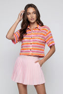 Nalani Chevron Button Front Crop Shirt