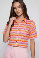 Nalani Chevron Button Front Crop Shirt