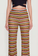 Chevron Knit High-Waist Pants